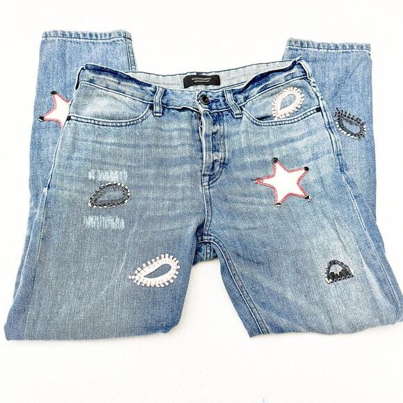 Scotch & Soda L'Adorable Boyfriend Embroidered Patches Denim Jeans Size 26 / 32 - Picture 4 of 9